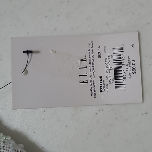 NWT Elle White Tweed Pencil Skirt With Colorful Specks & Fringe Hem size 16 - Picture 4 of 10